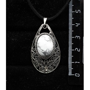Кулон из каулита (имитация кахолонга), филигрань, ручная работа, камень овал 18х13мм