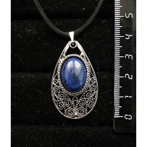 Кулон из лазурита ярко-синего, филигрань, ручная работа, камень овал 18х13мм