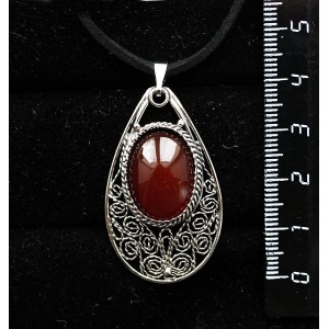 Кулон из сердолика, филигрань, ручная работа, камень овал 18х13мм