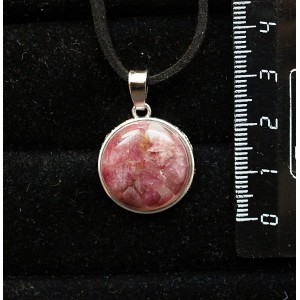 Кулон из турмалина розового (кабошон-мозаика), круг 18мм