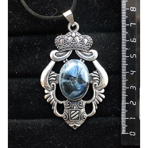 Кулон из кианита (кабошон-мозаика), овал 25х18мм, основа "императрица"