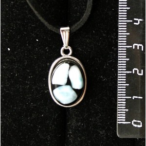 Кулон из ларимара (кабошон-мозаика), простой овал 18х13мм