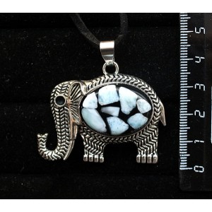 Кулон из ларимара (кабошон-мозаика), овал 25х18мм, "слон"