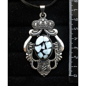 Кулон из ларимара (кабошон-мозаика), овал 25х18мм, оправа "императрица"