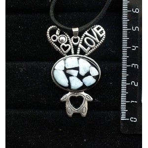 Кулон из ларимара (кабошон-мозаика), "зайчик", овал 25х18мм