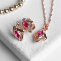 Комплект: серьги, кулон "Эдель", цвет красно-розовый, цвет золотистый (акрил,)