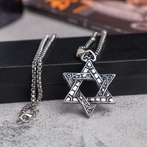 Мужской кулон, "Викинг" звезда давида, цвет чернёное серебро, 60 см (бижутерный сплав) Мужской кулон, "Викинг" звезда давида, цвет чернёное серебро, 60 см (бижутерный сплав)