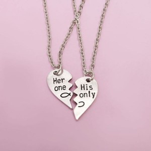 Кулон "Неразлучники" для него и неё, цвет чернёное серебро, 45 см