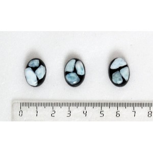 Ларимар, кабошон-мозаика ЧЕРНЫЙ ФОН овал 18х13мм