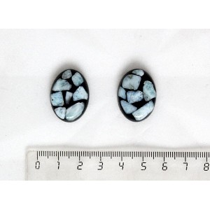 Ларимар, кабошон-мозаика овал 25х18мм