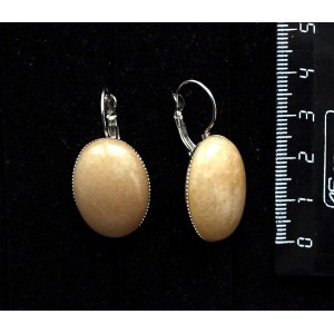 Серьги из авантюрина желтого, овал 25х18мм, замок петелька