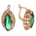 Серьги со стразами "бочонок ажурный", цвет изумруд, цвет золотистый (стразы)