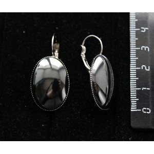 Серьги из гематита, овал 25х18мм, замок петелька