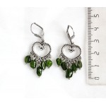 Серьги из хромдиопсида, овалы 5-8мм, коннектор "сердце витое"