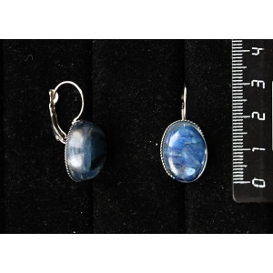 Серьги из кианита (кабошон-мозаика), овал 18х13мм, замок петелька