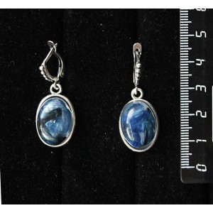 Серьги из кианита (кабошон-мозаика), простой овал 18х13мм, швензы посеребрение
