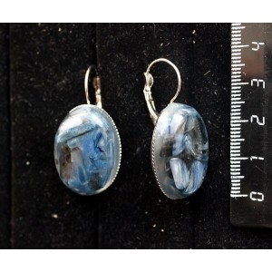 Серьги из кианита (кабошон-мозаика), овал 25х18мм, замок петелька
