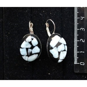 Серьги из ларимара (кабошон-мозаика), овал 25х18мм, замок петелька