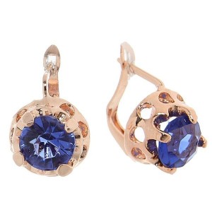 Серьги со стразами "Кружок", цвет ярко-синий, цвет золотистый (стразы) Серьги со стразами "Кружок", цвет ярко-синий, цвет золотистый (стразы)