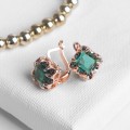 Серьги со стразами "Эдель" ромб, цвет зелёный, цвет золотистый (стразы)