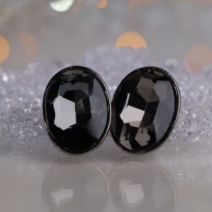 Клипсы "Вечеринка" овалы, цвет серый в сером металле (стекло, бижутерный сплав)