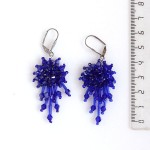 Серьги "ёжик", бусины хрусталь + бисер, цвет синий- индиго