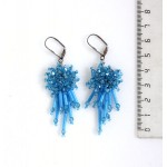 Серьги "ёжик", бусины хрусталь + бисер, цвет темно-голубой