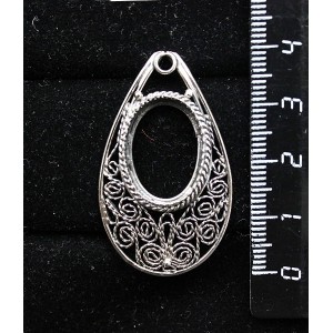 Основа для кулона, филигрань, ручная работа, сеттинг овал 18х13мм