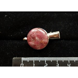 Заколка-крокодил с турмалином розовым (кабошон-мозаика), круг 18мм