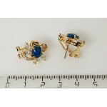 Серьги из азурита "4 страза+цирконы"