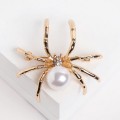 Брошь "Паук" жемчужинка, цвет белый, цвет золотистый