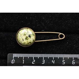 Брошь-булавка с змеевиком, круг 18мм, цвет бронза