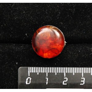 Брошь из янтаря темного (кабошон-мозаика), круг 18мм