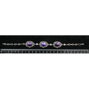 Браслет из агата фиолетового (тонировка), "принцесса" овал 14х10мм, на цепочке