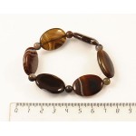 Браслет из агата кофейного (тонировка), овал 25х18мм + шарик 6мм