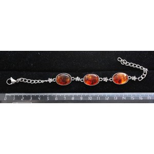 Браслет из янтаря темного (кабошон-мозаика), овал, 18х13мм, на цепочке