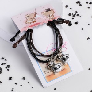 Браслеты "На волне" панды, цвет чёрно-коричневый