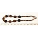 Колье из агата кофейного (тонировка), овалы 25х18мм + шарик 6мм