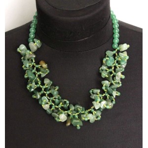 Колье объемное авантюрин зеленый галтовка до 12мм, 50 см