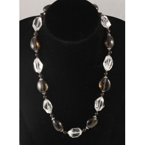 Бусы из горного хрусталя (крупная огранка) и раухтопаза (галтовка 15-20мм) 50см