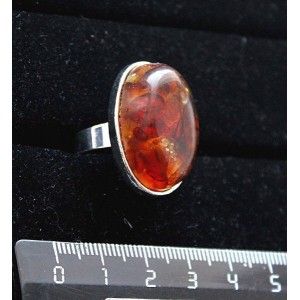 Кольцо с янтарем темным, (кабошон-мозаика), овал 25х18мм, безразмерное (литая оправа)