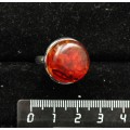 Кольцо с янтарём темным (кабошон-мозаика), круг 18мм, безразмерное