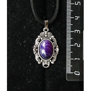 Кулон из агата фиолетового (тонировка), "принцесса", овал 14х10мм