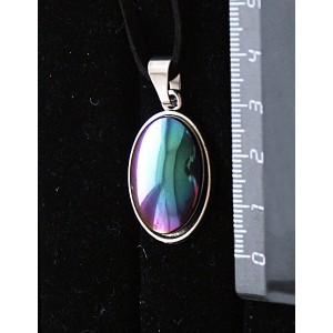 Кулон из гематита с радужным покрытием, простой овал 25х18мм