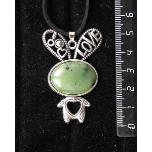 Кулон из нефрита, "зайчик", овал 25х18мм