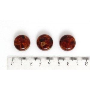 Янтарь темный, кабошон-мозаика круг 18мм