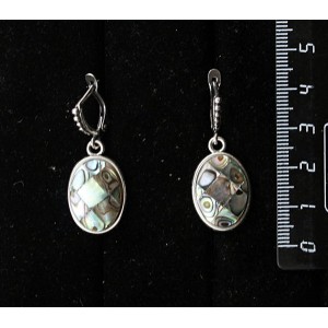Серьги из гелиотиса (мозаика), простой овал 18х13мм, швензы посеребрение