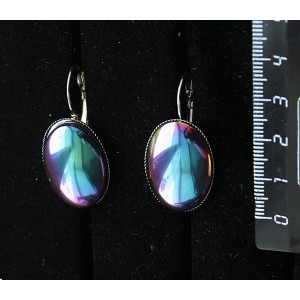 Серьги из гематита с радужным покрытием, овал 25х18мм, замок петелька