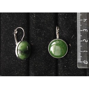 Серьги из нефрита, круг 18мм, замок петелька