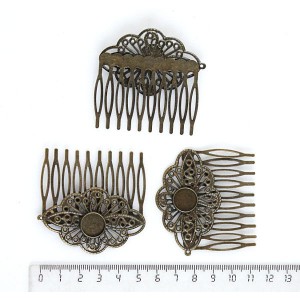 Основа для заколки-шпильки с узором 52х56мм, сеттинг круг 12мм, цвет бронза